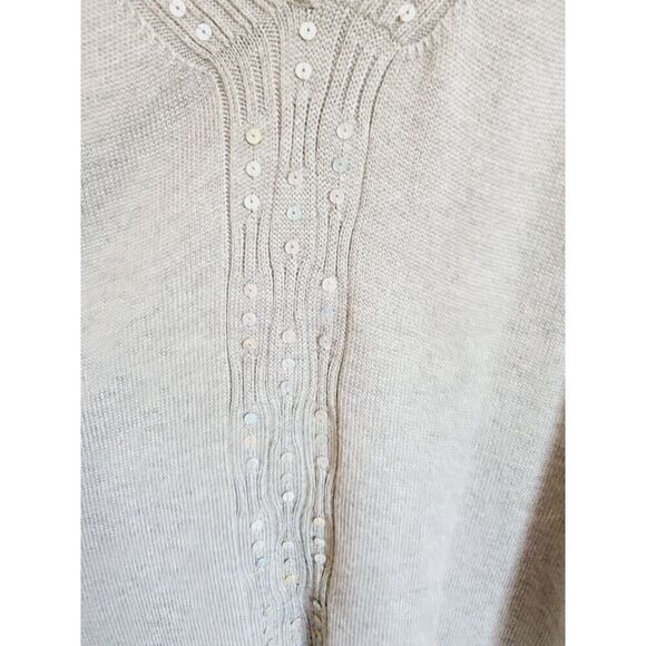 Sigrid Olsen 2X Women's Sweater Tank Top Olive Green‎ Beaded V-Neck Knit - Picture 4 of 7